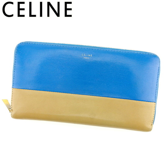 Celine leather beige Wallet blue long - Picture 1 of 6